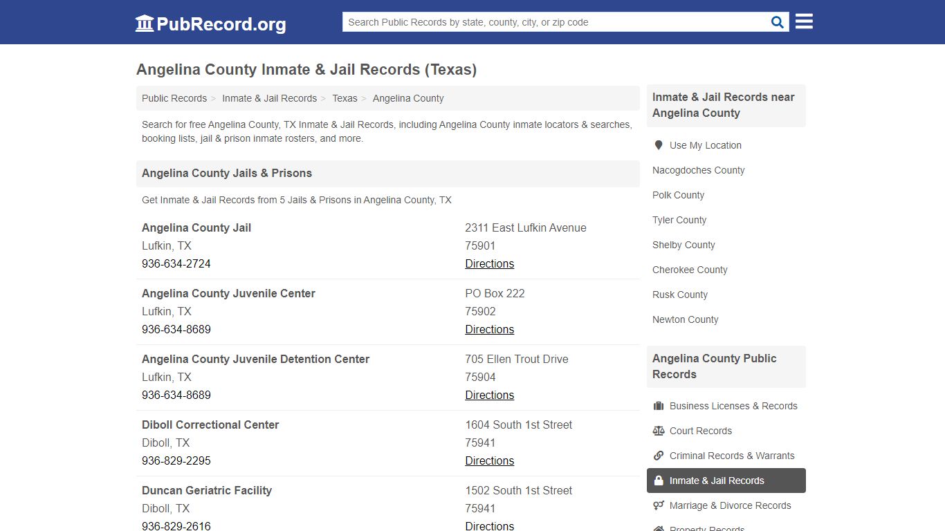 Free Angelina County Inmate & Jail Records (Texas Inmate ...